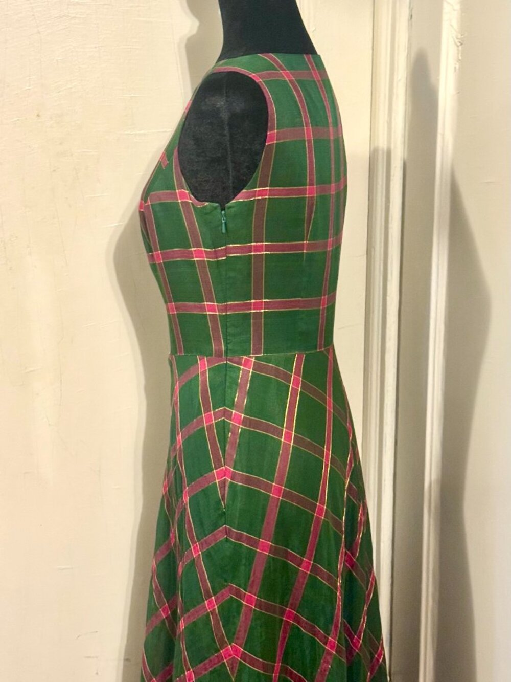 Vintage Plaid Custom Made Maxi Dress Size 4-6 - Picture 7 of 14